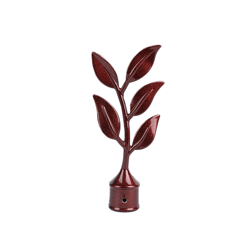 Red Old Willow Leaf-shaped Aluminum Alloy Curtain Finial