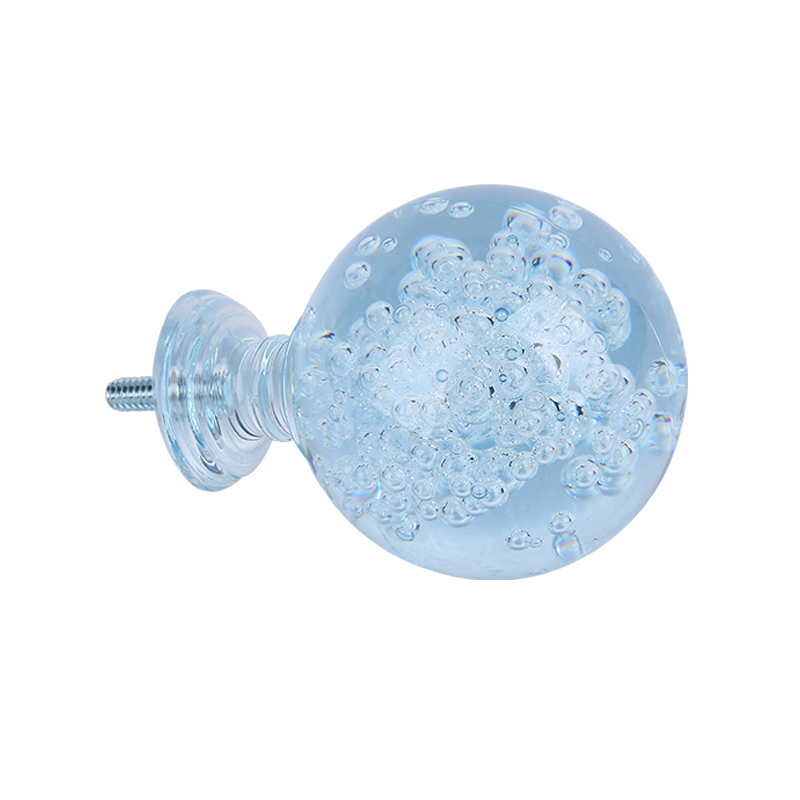 Water blue bubble curtain finial