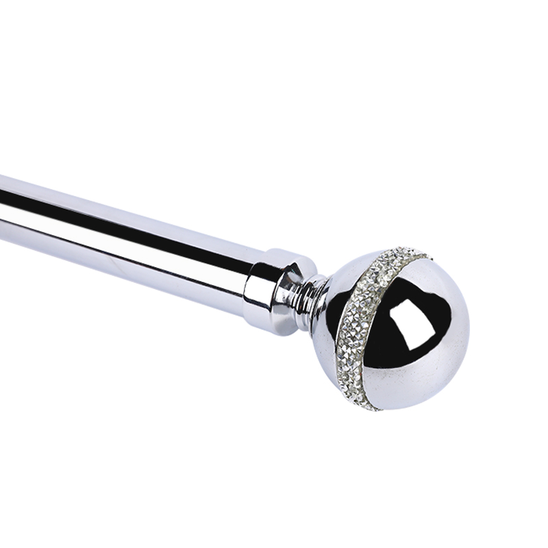 Bright nickel classic round ball curtain rod with broken diamond