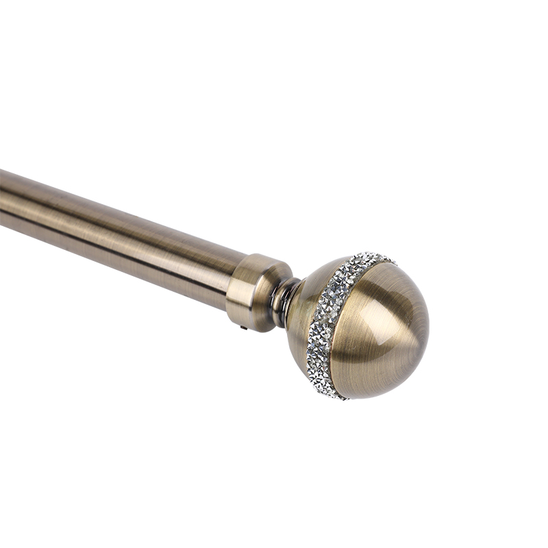 Classic round bronze curtain rod with broken diamond