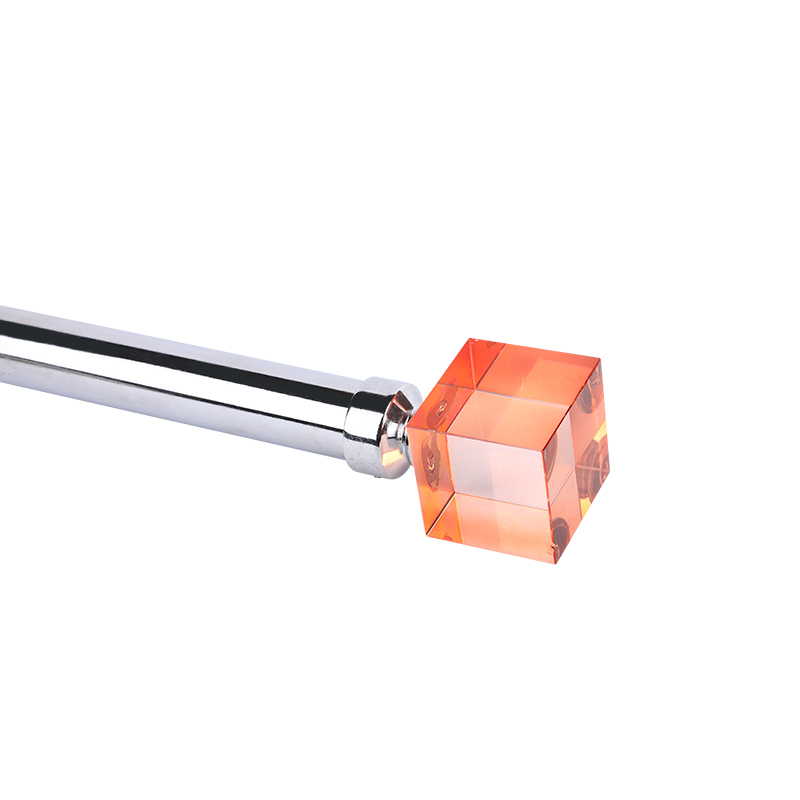 Grapefruit color cube crystal curtain rod